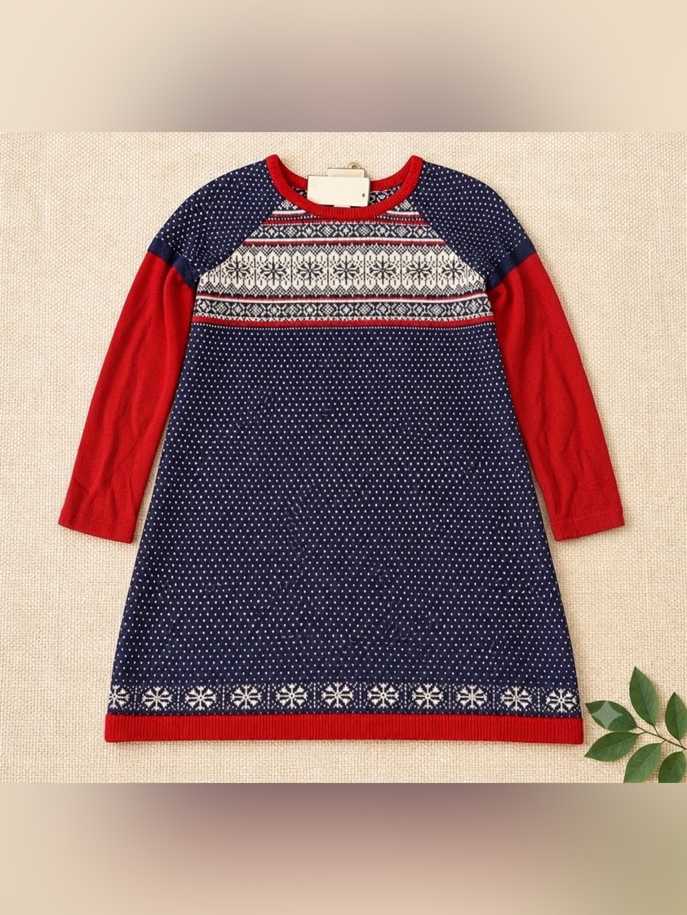 Hanna Andersson Red Blue Knit Dress - Size 110